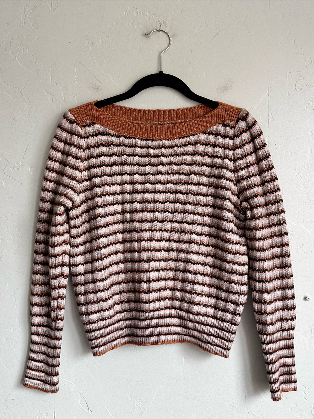 Nine West Fall Colors Classic Striped Knit Sweater XS Soft Cozy Preppy Casual